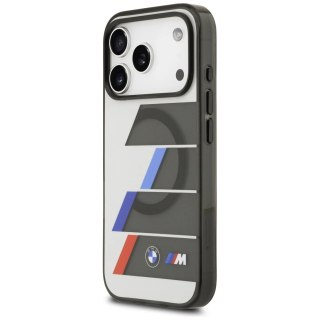 Etui BMW M IML Metal Buttons Tricolor Lines MagSafe na iPhone 17 Pro Max - szare