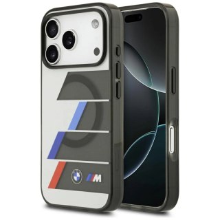 Etui BMW M IML Metal Buttons Tricolor Lines MagSafe na iPhone 17 Pro - szare