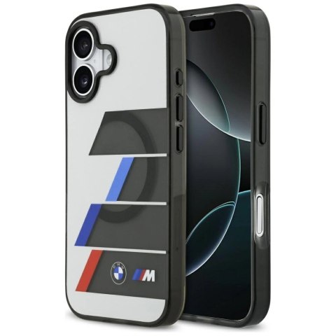 Etui BMW M IML Metal Buttons Tricolor Lines MagSafe na iPhone 17 - szare