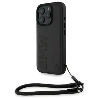 Etui BMW Signature Leather Wordmark Cord na iPhone 16 Pro - czarne
