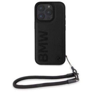 Etui BMW Signature Leather Wordmark Cord na iPhone 16 Pro - czarne