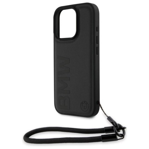 Etui BMW Signature Leather Wordmark Cord na iPhone 16 Pro - czarne