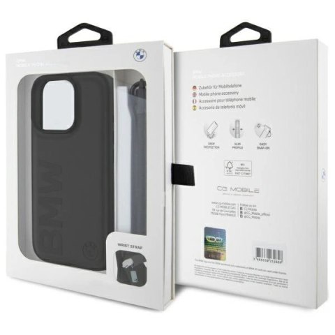 Etui BMW Signature Leather Wordmark Cord na iPhone 16 Pro - czarne