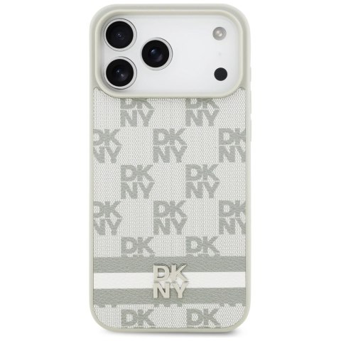 Etui DKNY Checkered with Printed Stripes na iPhone 17 Pro Max - beżowe