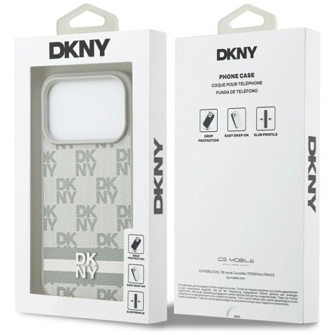 Etui DKNY Checkered with Printed Stripes na iPhone 17 Pro - beżowe