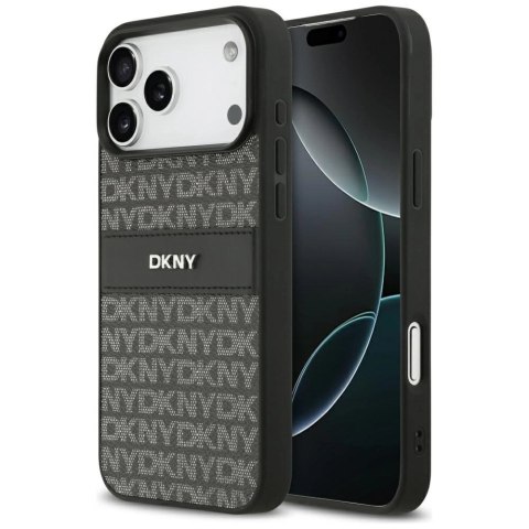 Etui DKNY Repeat Texture Pattern with Tonal Stripe na iPhone 17 Pro Max - czarne