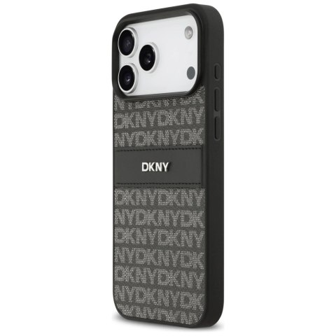 Etui DKNY Repeat Texture Pattern with Tonal Stripe na iPhone 17 Pro Max - czarne