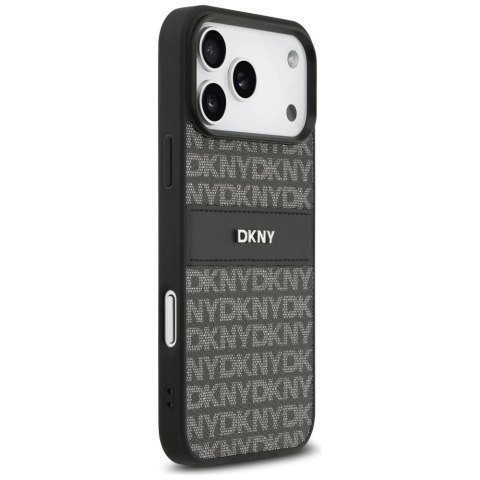 Etui DKNY Repeat Texture Pattern with Tonal Stripe na iPhone 17 Pro Max - czarne
