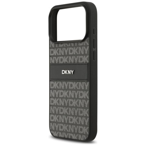 Etui DKNY Repeat Texture Pattern with Tonal Stripe na iPhone 17 Pro Max - czarne