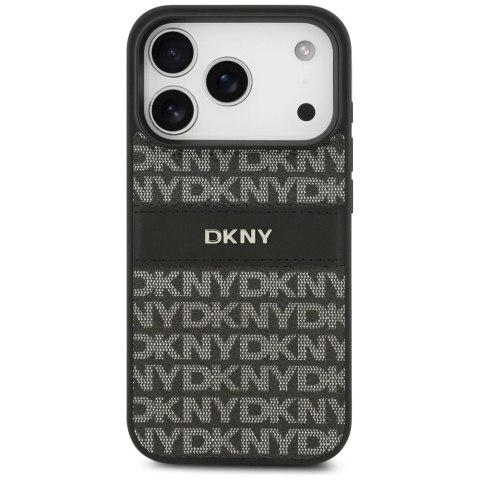 Etui DKNY Repeat Texture Pattern with Tonal Stripe na iPhone 17 Pro - czarne