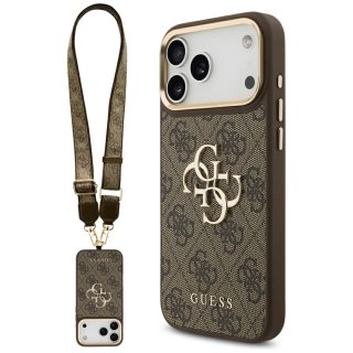Etui Guess 4G Big 4G Classic Logo Big Strap Metal Buttons na iPhone 17 Pro Max - brązowe
