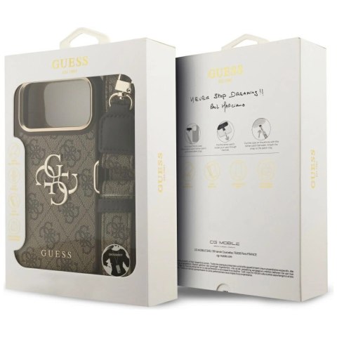 Etui Guess 4G Big 4G Classic Logo Big Strap Metal Buttons na iPhone 17 Pro Max - brązowe