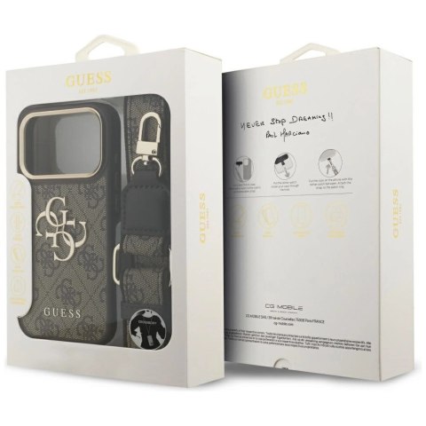Etui Guess 4G Big 4G Classic Logo Big Strap Metal Buttons na iPhone 17 Pro - brązowe