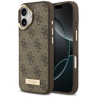 Etui Guess 4G Logo Plate MagSafe na iPhone 17 - brązowe