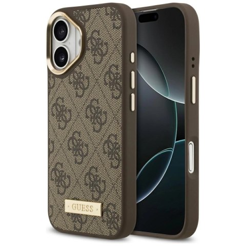 Etui Guess 4G Logo Plate MagSafe na iPhone 17 - brązowe