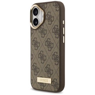 Etui Guess 4G Logo Plate MagSafe na iPhone 17 - brązowe