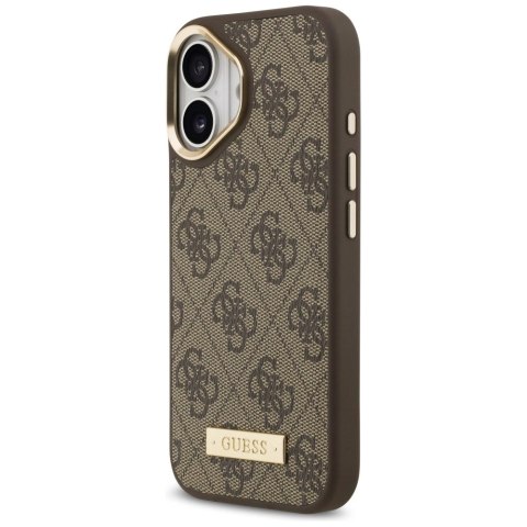 Etui Guess 4G Logo Plate MagSafe na iPhone 17 - brązowe