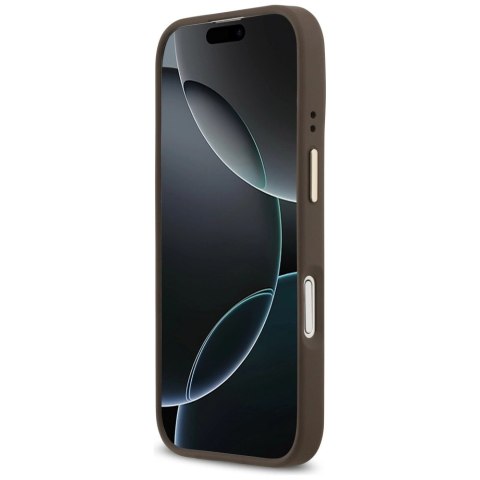 Etui Guess 4G Logo Plate MagSafe na iPhone 17 - brązowe