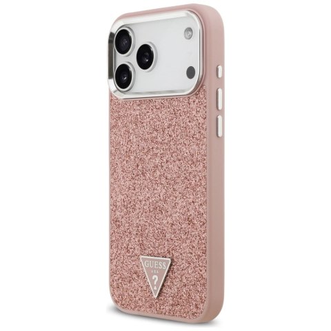 Etui Guess Glitter Triangle Logo MagSafe na iPhone 17 Pro Max - różowe