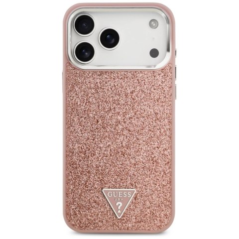 Etui Guess Glitter Triangle Logo MagSafe na iPhone 17 Pro Max - różowe