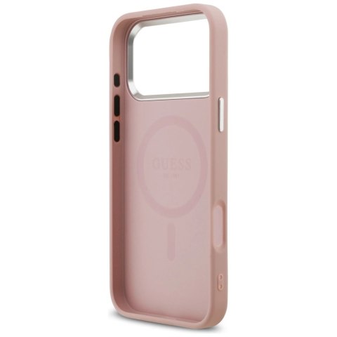Etui Guess Glitter Triangle Logo MagSafe na iPhone 17 Pro Max - różowe