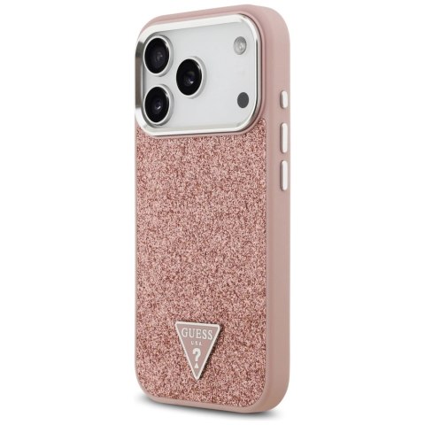 Etui Guess Glitter Triangle Logo MagSafe na iPhone 17 Pro - różowe