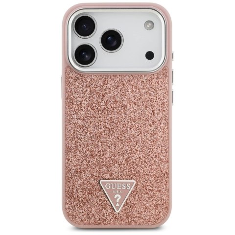 Etui Guess Glitter Triangle Logo MagSafe na iPhone 17 Pro - różowe