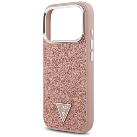 Etui Guess Glitter Triangle Logo MagSafe na iPhone 17 Pro - różowe