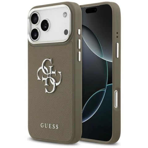 Etui Guess Grained Big 4G Classic Logo na iPhone 17 Pro Max - brązowe