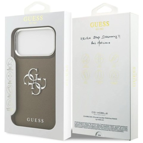 Etui Guess Grained Big 4G Classic Logo na iPhone 17 Pro Max - brązowe