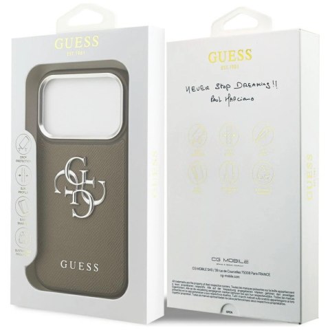 Etui Guess Grained Big 4G Classic Logo na iPhone 17 Pro - brązowe