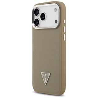 Etui Guess Grained Triangle Logo MagSafe na iPhone 17 Pro - brązowe