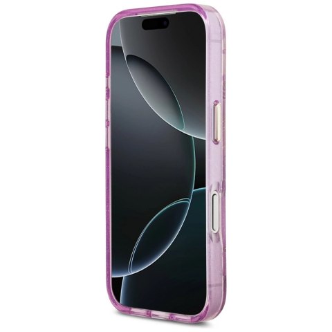 Etui Guess IML Glitter Flowers Triangle MagSafe na iPhone 17 Pro Max - fioletowe