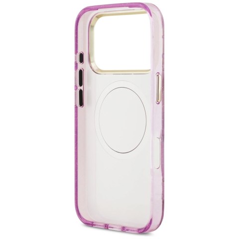 Etui Guess IML Glitter Flowers Triangle MagSafe na iPhone 17 Pro Max - fioletowe