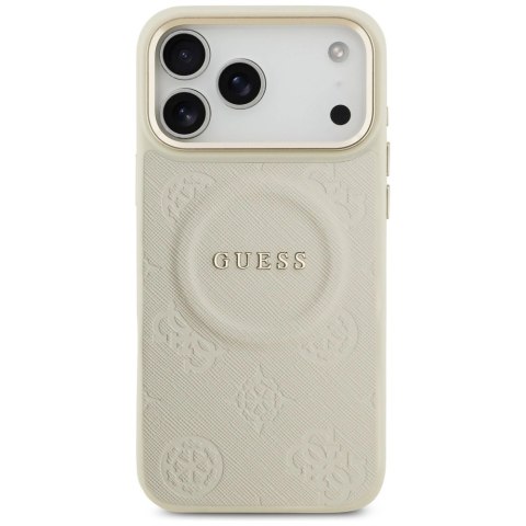 Etui Guess Peony Hot Stamp MagSafe na iPhone 17 Pro Max - beżowe