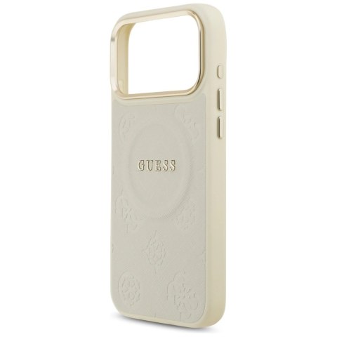 Etui Guess Peony Hot Stamp MagSafe na iPhone 17 Pro Max - beżowe