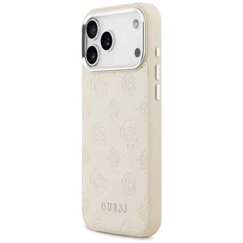 Etui Guess Peony Hot Stamp Script MagSafe na iPhone 17 Pro Max - beżowe