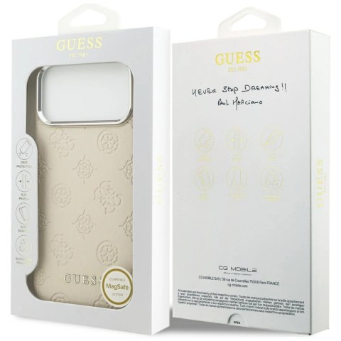 Etui Guess Peony Hot Stamp Script MagSafe na iPhone 17 Pro Max - beżowe
