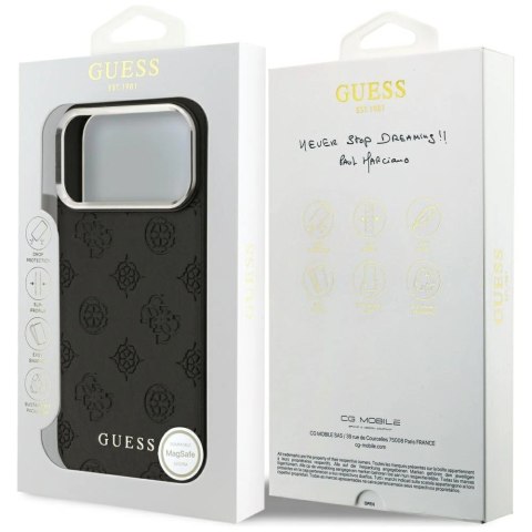 Etui Guess Peony Hot Stamp Script MagSafe na iPhone 17 Pro Max - czarne