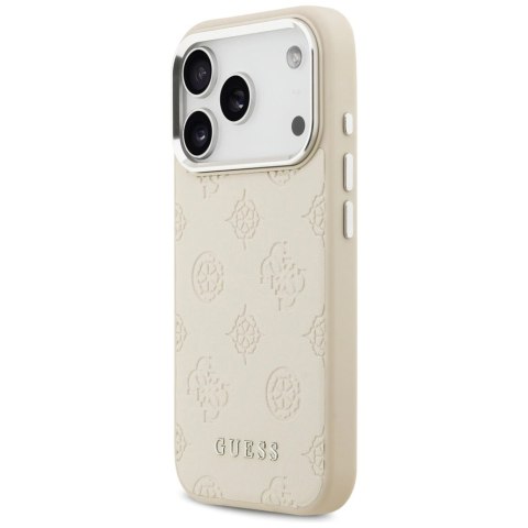 Etui Guess Peony Hot Stamp Script MagSafe na iPhone 17 Pro - beżowe