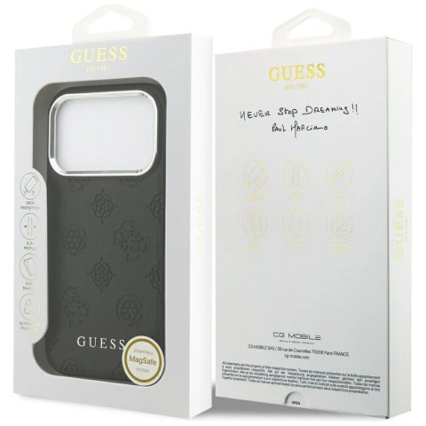 Etui Guess Peony Hot Stamp Script MagSafe na iPhone 17 Pro - czarne