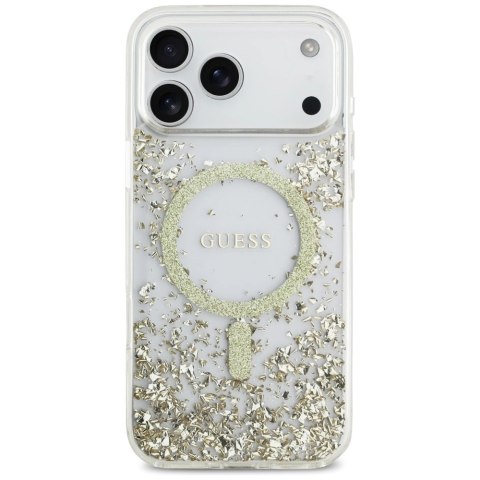 Etui Guess Resin Bottom Glitter MagSafe na iPhone 17 Pro Max - złote
