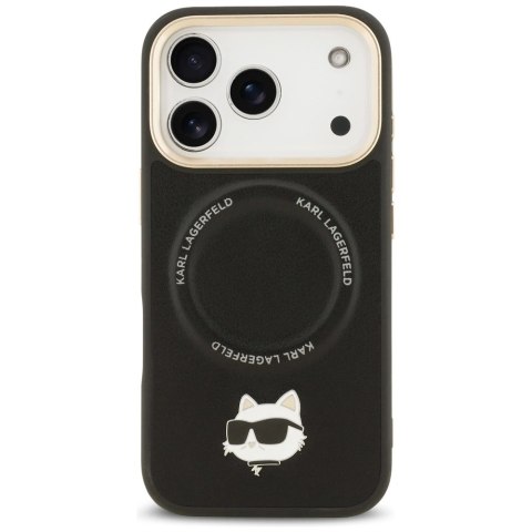 Etui Karl Lagerfeld Big Strap Choupette Metal Logo MagSafe na iPhone 17 Pro Max - czarne