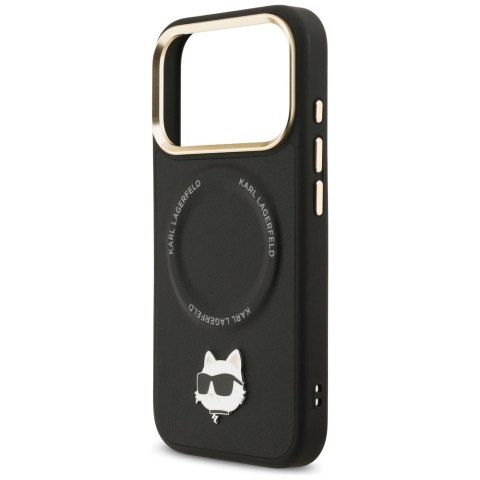 Etui Karl Lagerfeld Big Strap Choupette Metal Logo MagSafe na iPhone 17 Pro Max - czarne