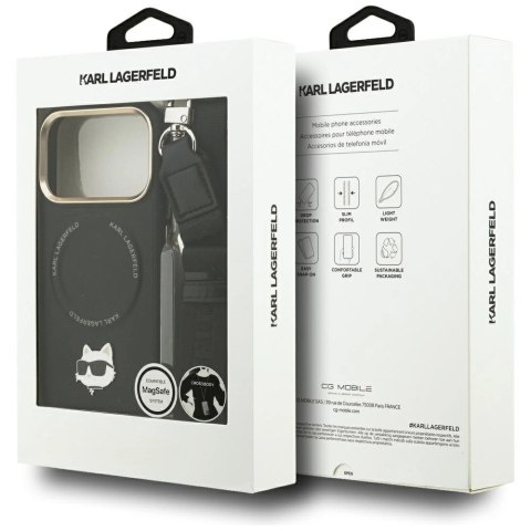 Etui Karl Lagerfeld Big Strap Choupette Metal Logo MagSafe na iPhone 17 Pro Max - czarne