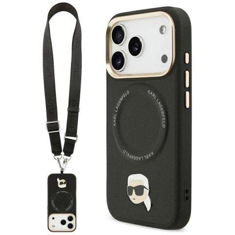 Etui Karl Lagerfeld Big Strap Karl Metal Logo MagSafe na iPhone 17 Pro - czarne