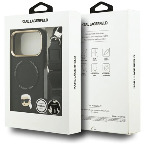 Etui Karl Lagerfeld Big Strap Karl Metal Logo MagSafe na iPhone 17 Pro - czarne