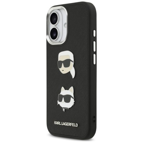 Etui Karl Lagerfeld FW Grained Karl & Choupette Heads Pins & Logo na iPhone 17 - czarne
