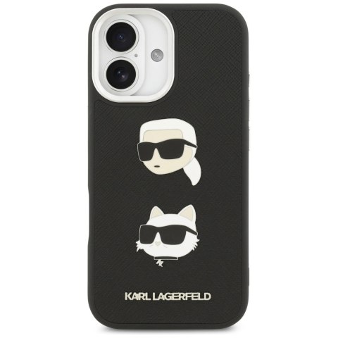 Etui Karl Lagerfeld FW Grained Karl & Choupette Heads Pins & Logo na iPhone 17 - czarne