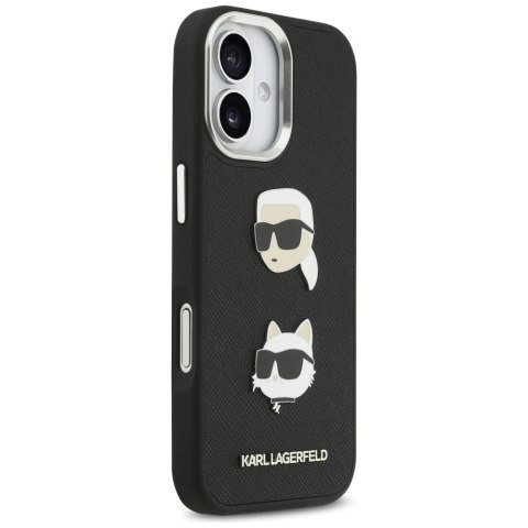 Etui Karl Lagerfeld FW Grained Karl & Choupette Heads Pins & Logo na iPhone 17 - czarne